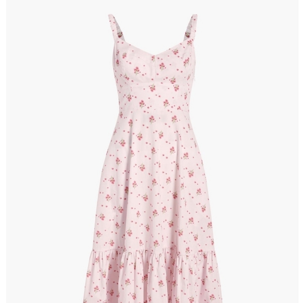NWT HILL HOUSE Solange Pink Ditsy Floral Dress Sz L